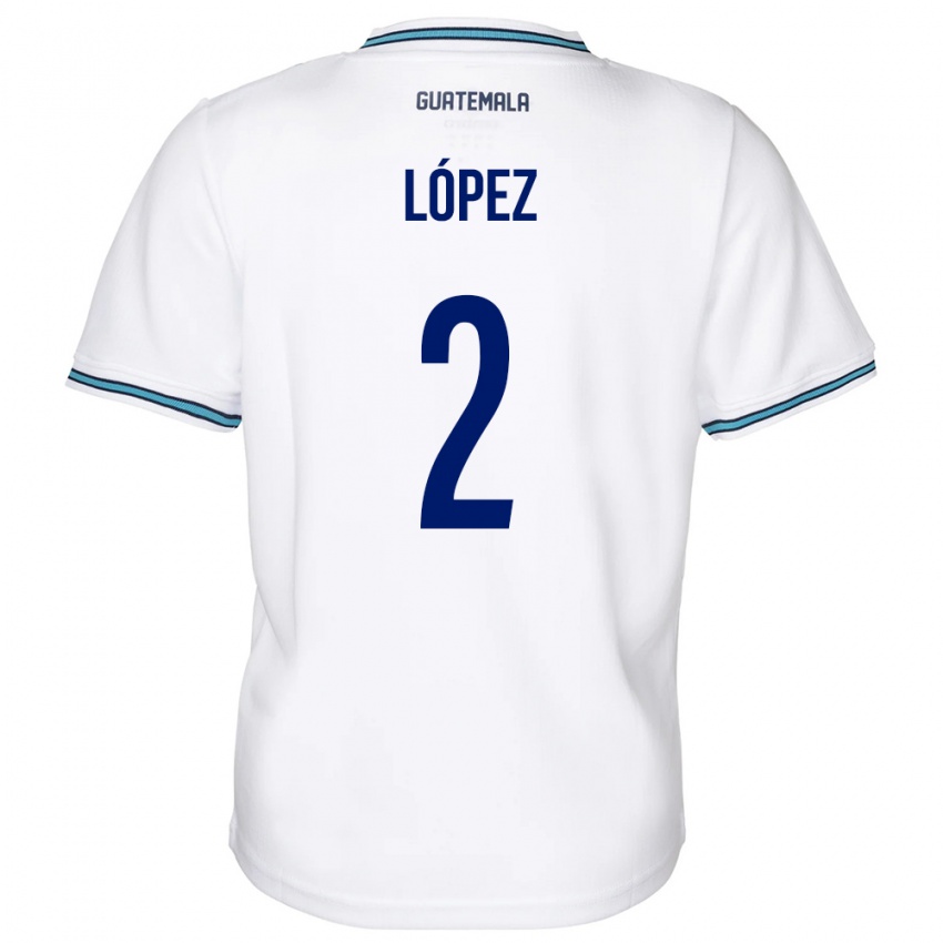 Gyermek Guatemala Francisco López #2 Fehér Hazai Jersey 24-26 Mez Póló Ing