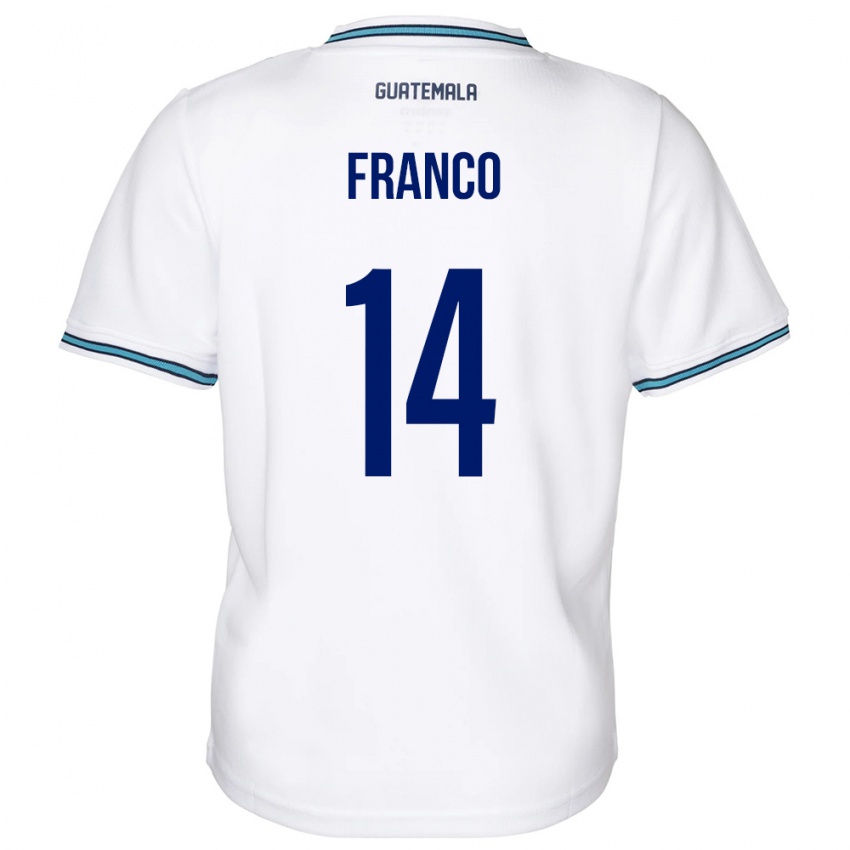 Gyermek Guatemala Jonathan Franco #14 Fehér Hazai Jersey 24-26 Mez Póló Ing