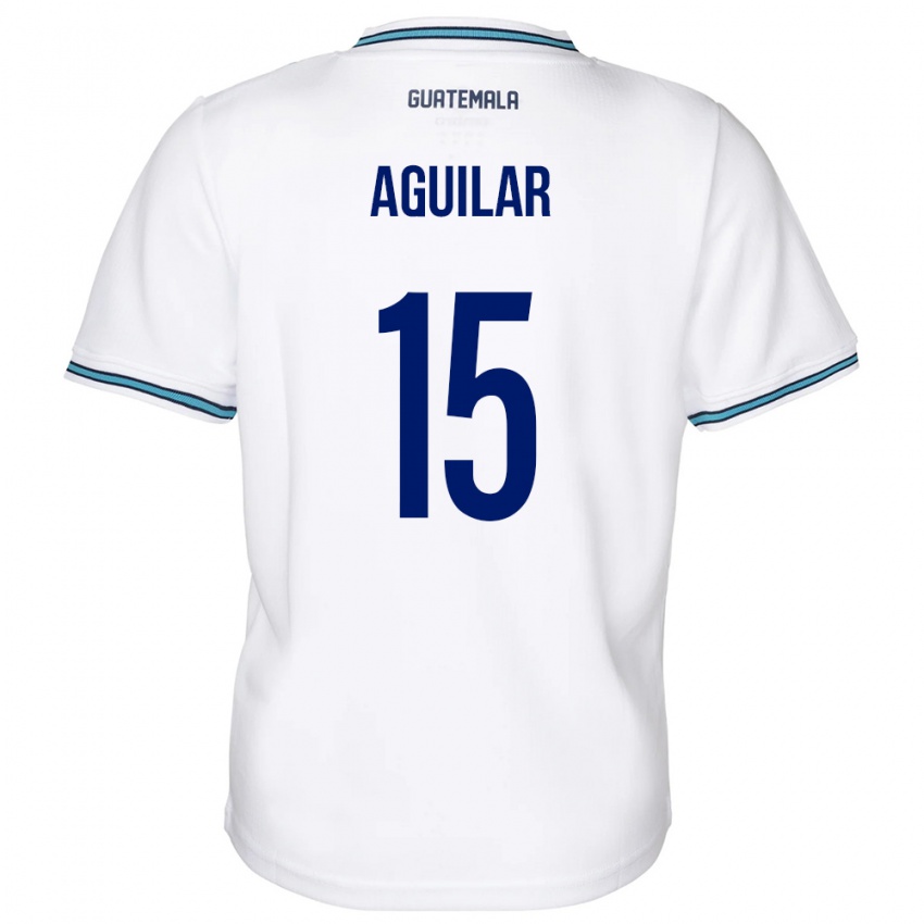 Gyermek Guatemala Carlos Aguilar #15 Fehér Hazai Jersey 24-26 Mez Póló Ing