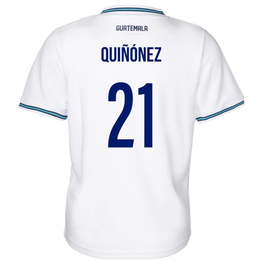 Gyermek Guatemala Andrea Quiñónez #21 Fehér Hazai Jersey 24-26 Mez Póló Ing