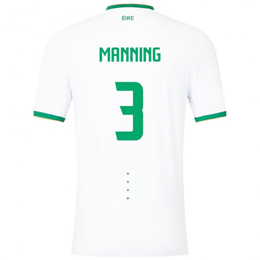 Gyermek Ír-Sziget Ryan Manning #3 Fehér Idegenbeli Jersey 24-26 Mez Póló Ing