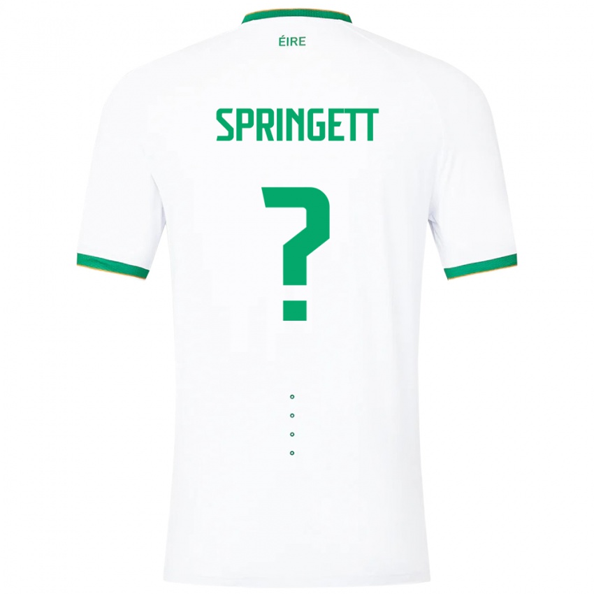 Gyermek Ír-Sziget Tony Springett #0 Fehér Idegenbeli Jersey 24-26 Mez Póló Ing