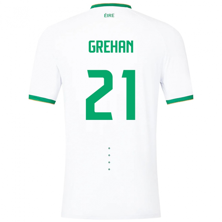 Gyermek Ír-Sziget Sean Grehan #21 Fehér Idegenbeli Jersey 24-26 Mez Póló Ing