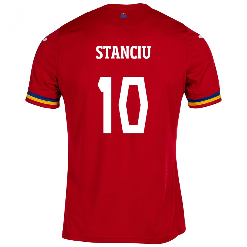 Gyermek Románia Nicolae Stanciu #10 Piros Idegenbeli Jersey 24-26 Mez Póló Ing