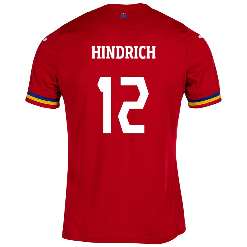 Gyermek Románia Otto Hindrich #12 Piros Idegenbeli Jersey 24-26 Mez Póló Ing