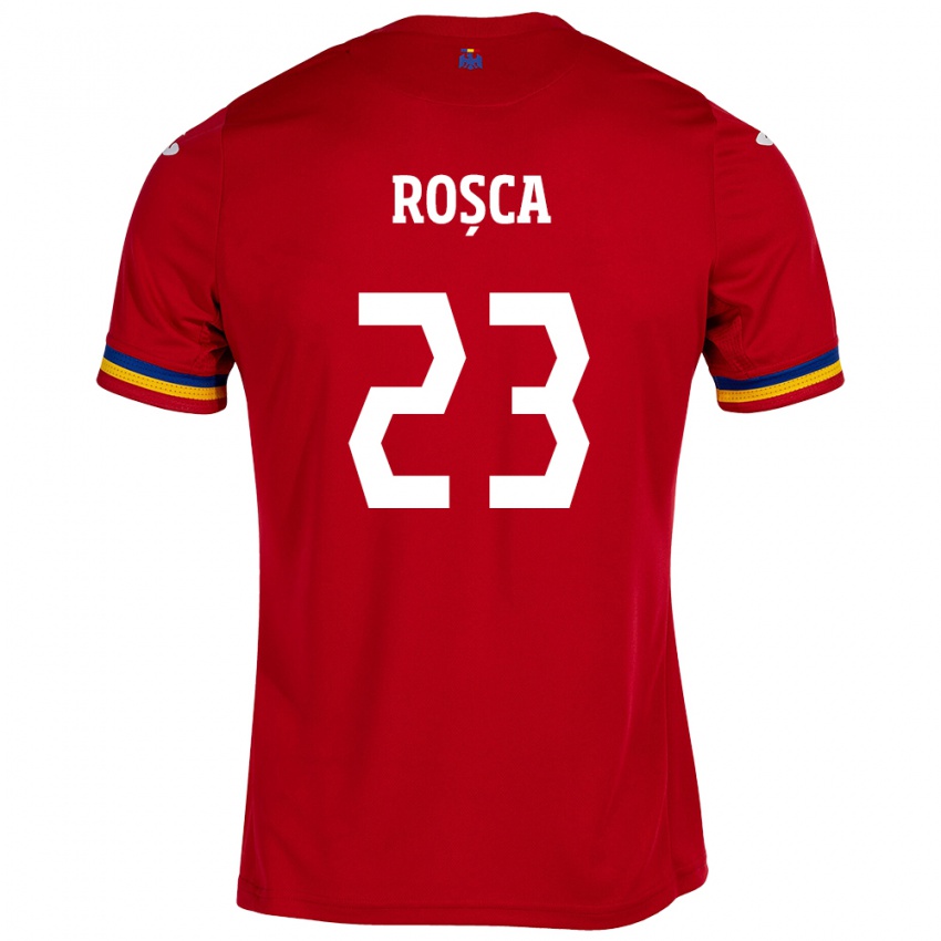 Gyermek Románia Alexandru Roșca #23 Piros Idegenbeli Jersey 24-26 Mez Póló Ing