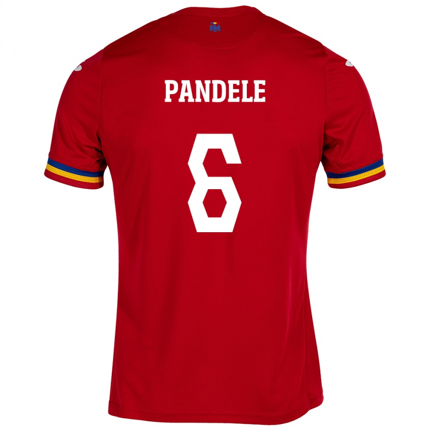 Gyermek Románia Andrei Pandele #6 Piros Idegenbeli Jersey 24-26 Mez Póló Ing