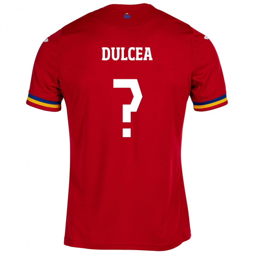 Gyermek Románia Patrick Dulcea #0 Piros Idegenbeli Jersey 24-26 Mez Póló Ing