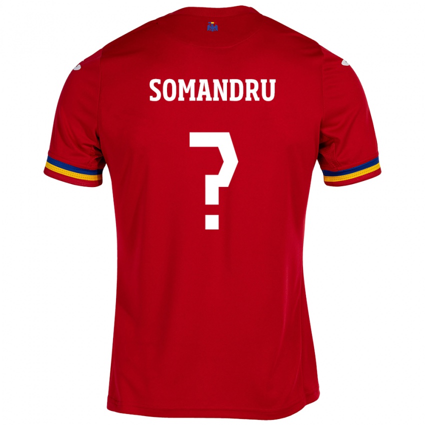 Gyermek Románia Eric Somandru #0 Piros Idegenbeli Jersey 24-26 Mez Póló Ing