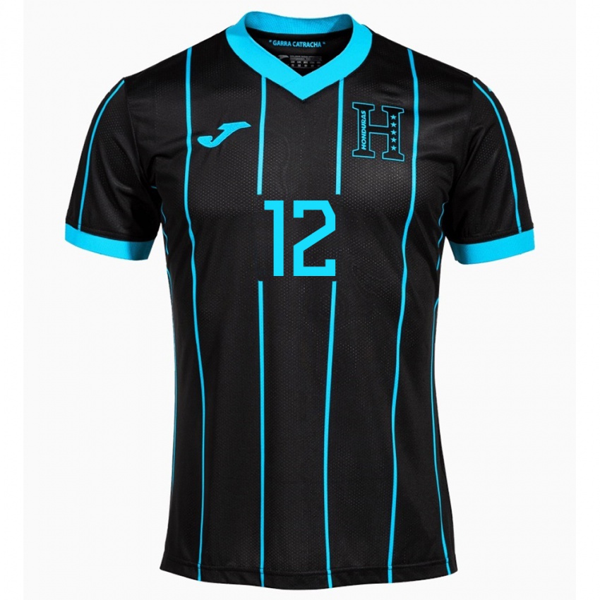 Gyermek Honduras Owen Macías #12 Fekete Idegenbeli Jersey 24-26 Mez Póló Ing