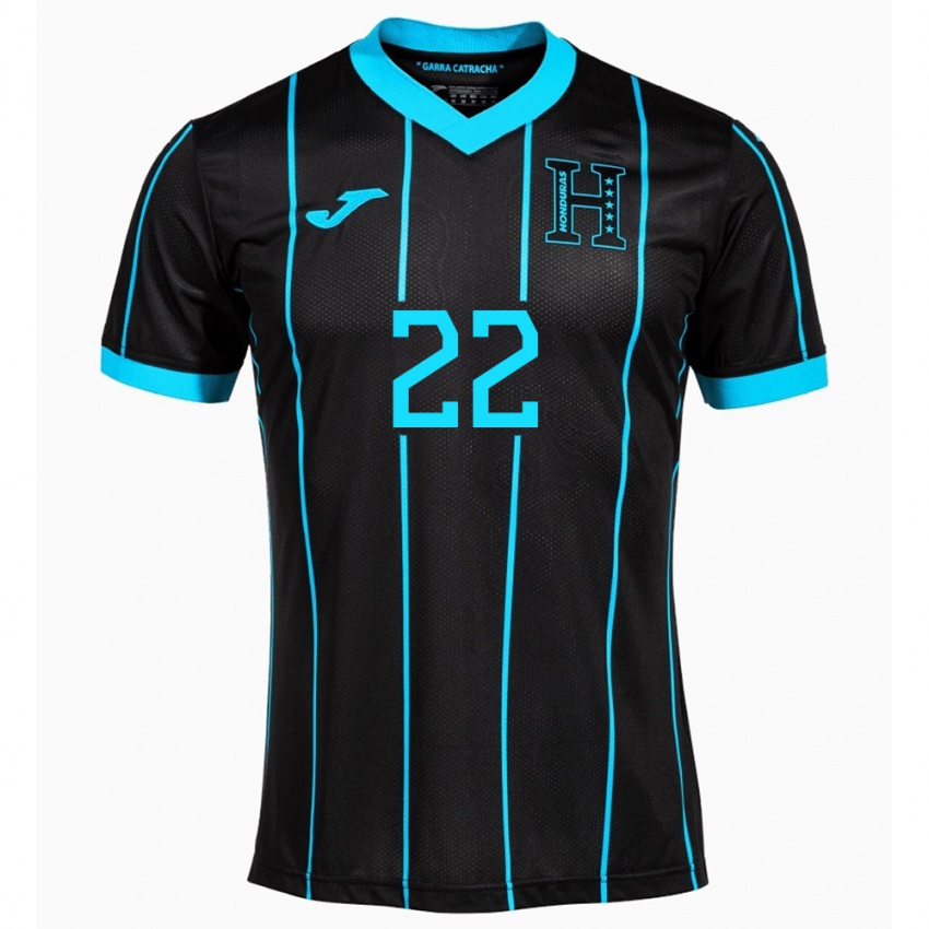 Gyermek Honduras Luis López #22 Fekete Idegenbeli Jersey 24-26 Mez Póló Ing