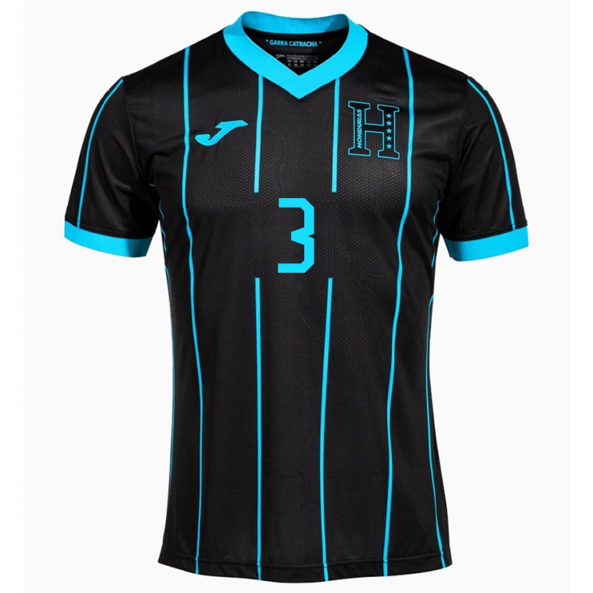 Gyermek Honduras Marcelo Santos #3 Fekete Idegenbeli Jersey 24-26 Mez Póló Ing