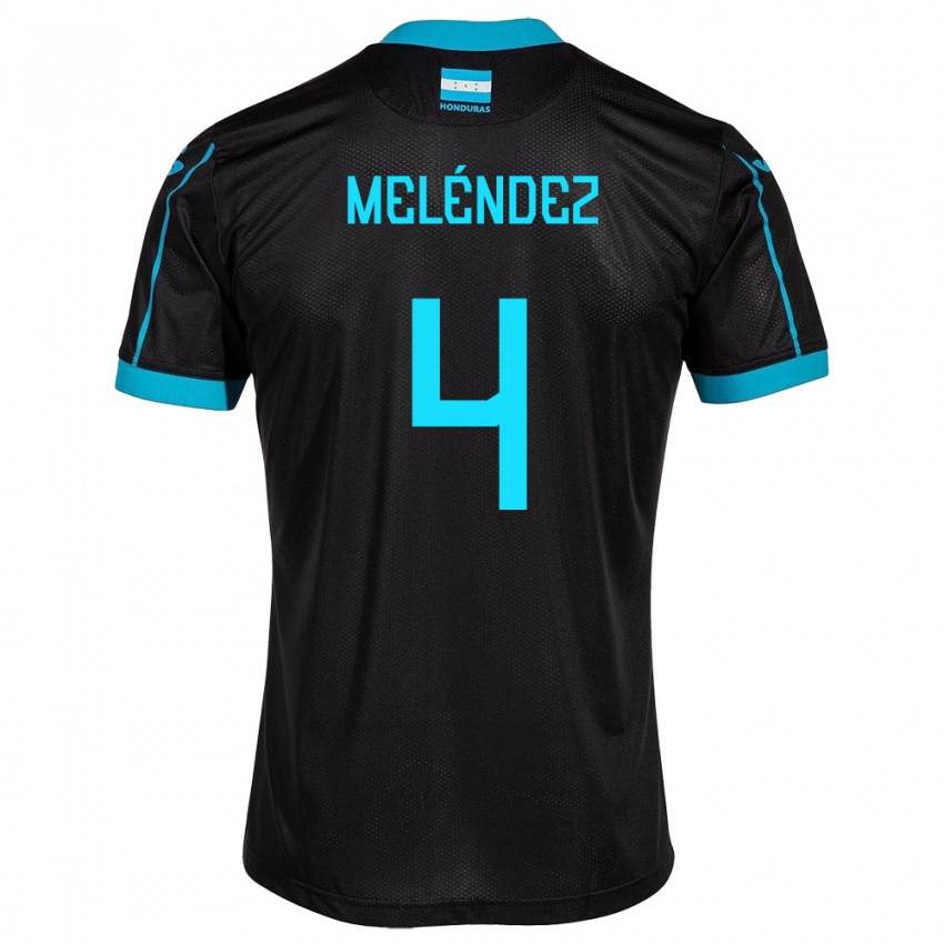 Gyermek Honduras Carlos Meléndez #4 Fekete Idegenbeli Jersey 24-26 Mez Póló Ing