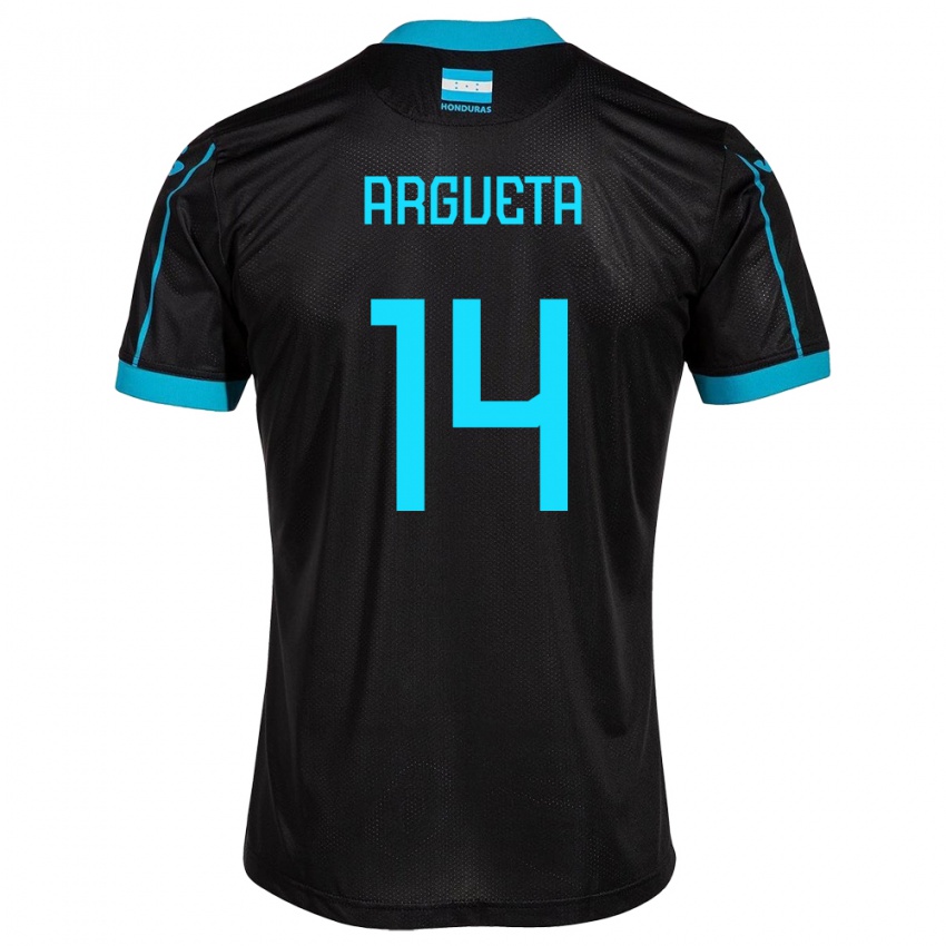 Gyermek Honduras Carlos Argueta #14 Fekete Idegenbeli Jersey 24-26 Mez Póló Ing