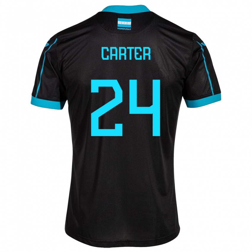 Gyermek Honduras Daniel Carter #24 Fekete Idegenbeli Jersey 24-26 Mez Póló Ing