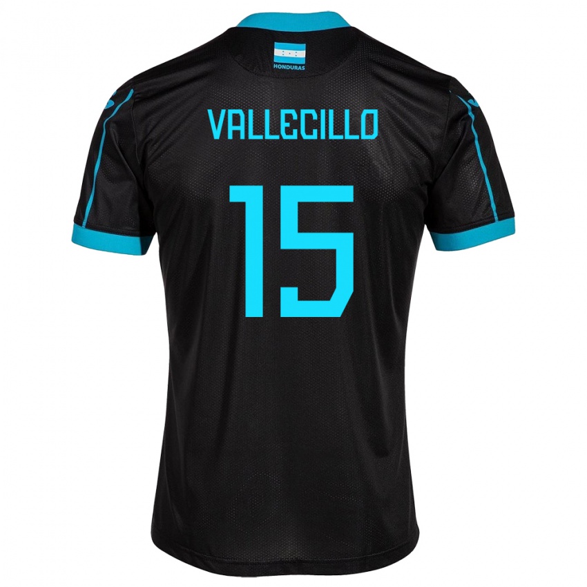 Gyermek Honduras Eric Vallecillo #15 Fekete Idegenbeli Jersey 24-26 Mez Póló Ing