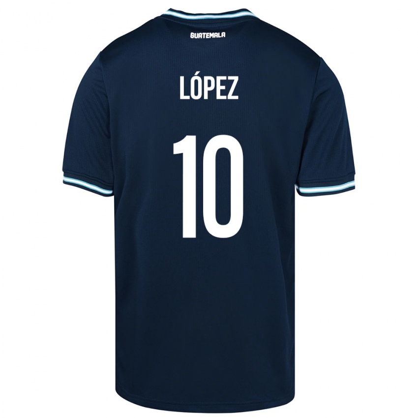 Gyermek Guatemala Antonio López #10 Kék Idegenbeli Jersey 24-26 Mez Póló Ing