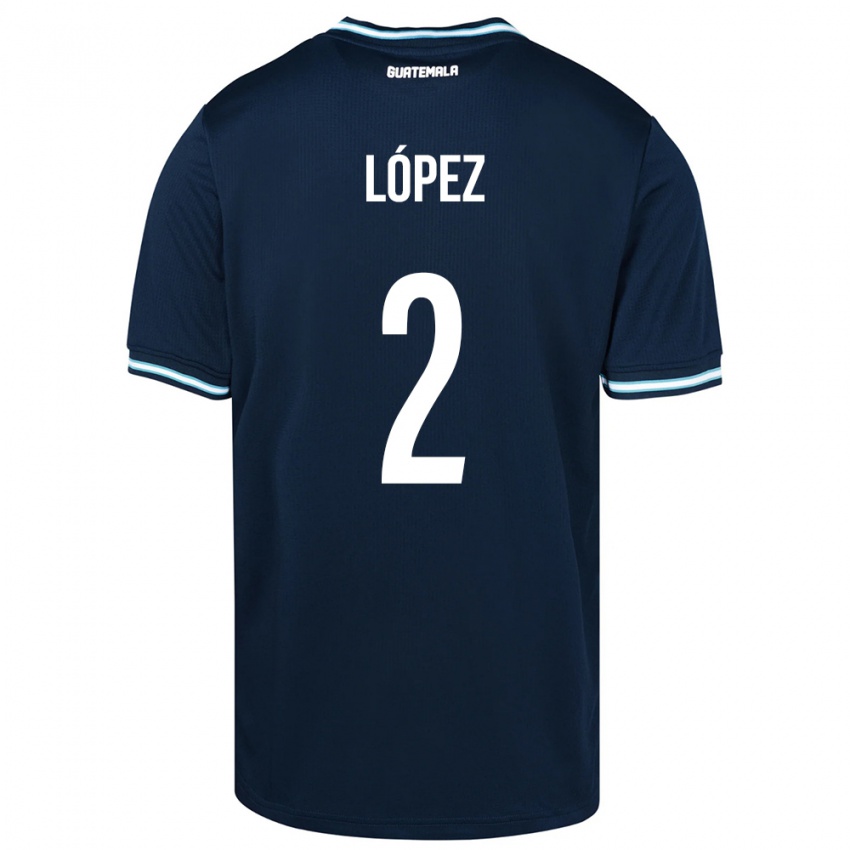 Gyermek Guatemala Francisco López #2 Kék Idegenbeli Jersey 24-26 Mez Póló Ing