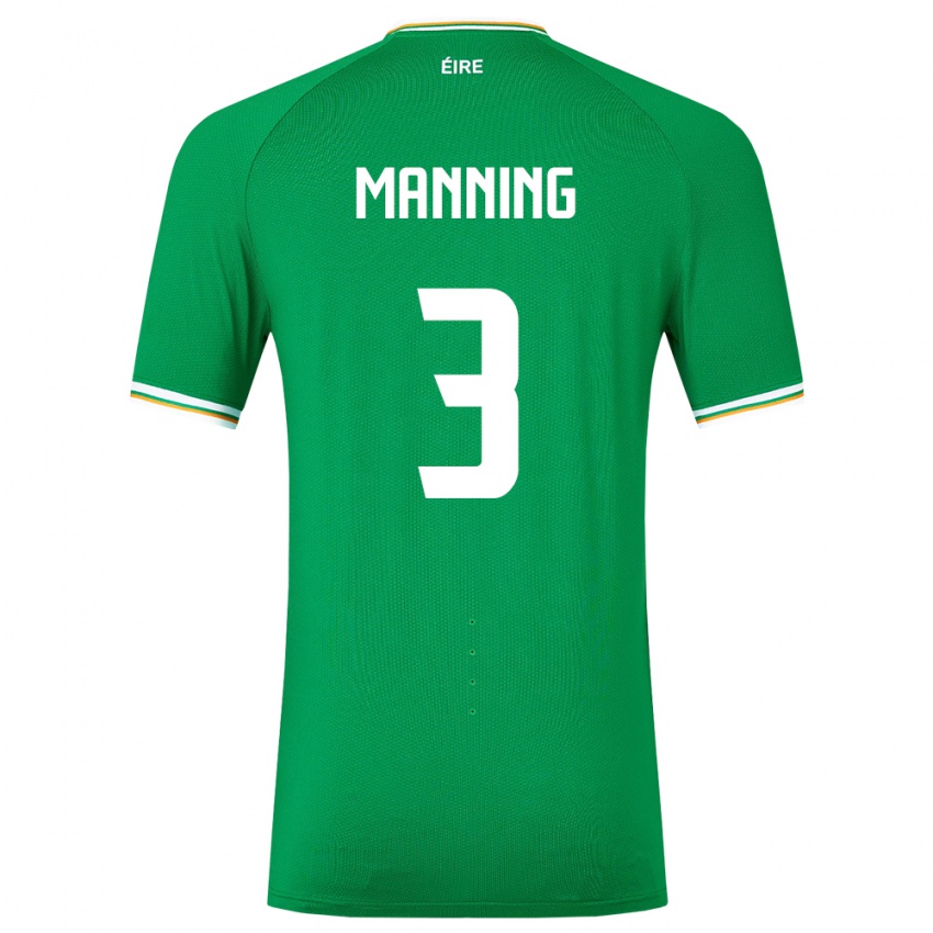 Férfi Ír-Sziget Ryan Manning #3 Zöld Hazai Jersey 24-26 Mez Póló Ing