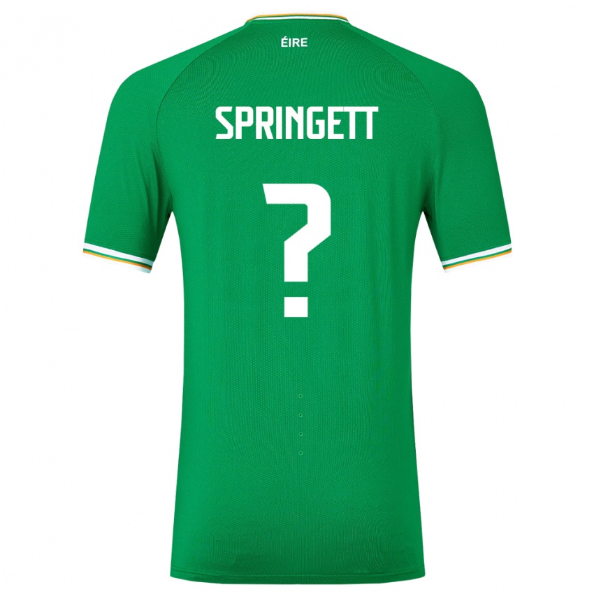 Férfi Ír-Sziget Tony Springett #0 Zöld Hazai Jersey 24-26 Mez Póló Ing