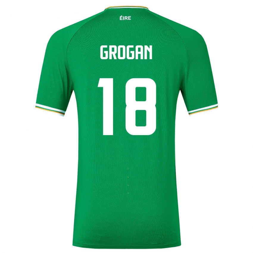 Férfi Ír-Sziget Christy Grogan #18 Zöld Hazai Jersey 24-26 Mez Póló Ing