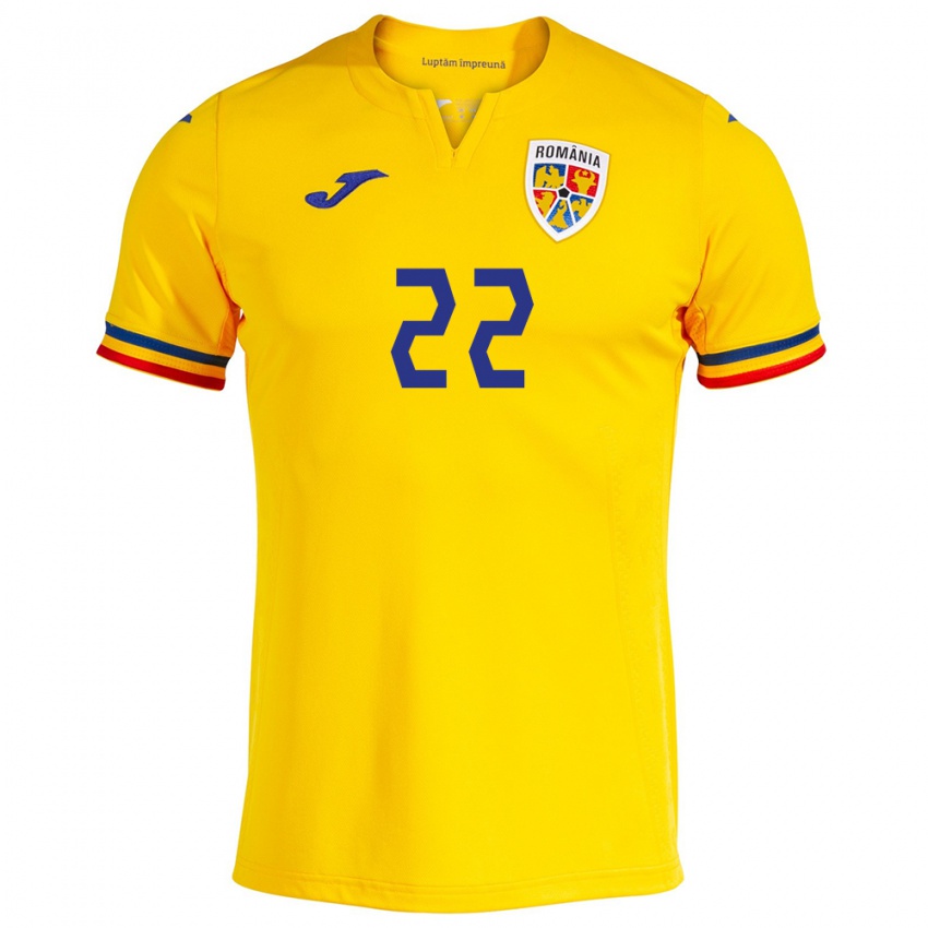 Férfi Románia Vladislav Blănuță #22 Sárga Hazai Jersey 24-26 Mez Póló Ing