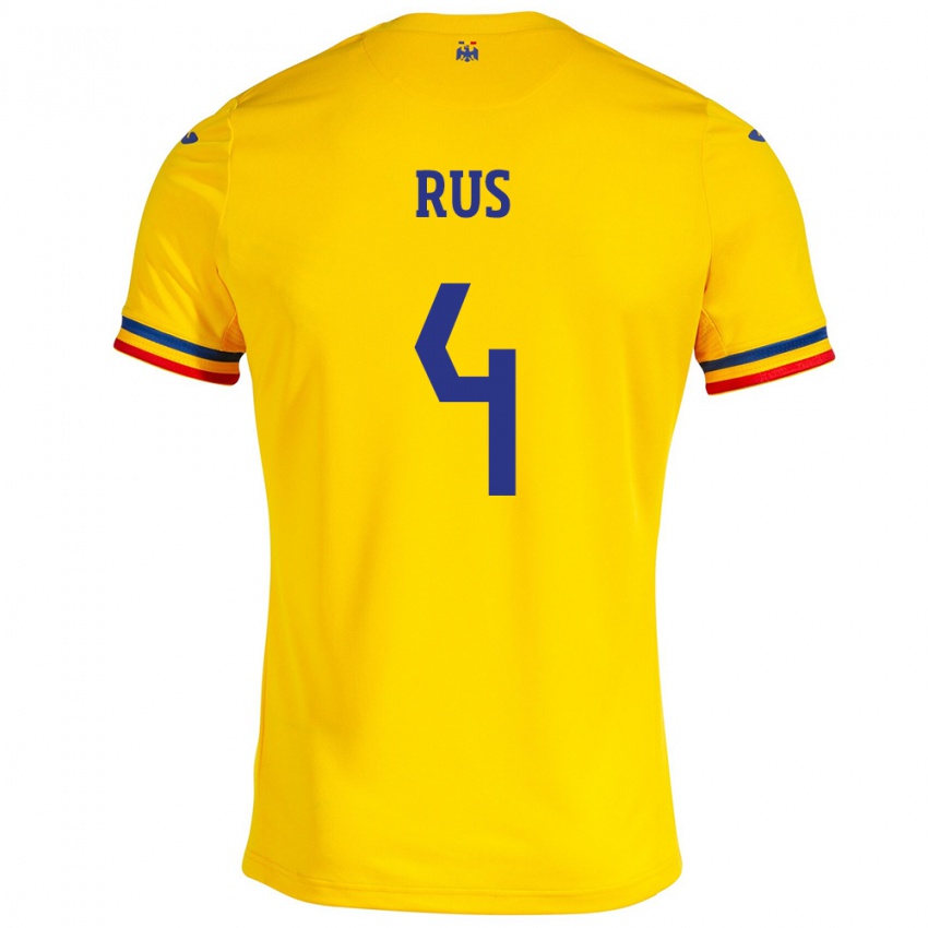 Férfi Románia Adrian Rus #4 Sárga Hazai Jersey 24-26 Mez Póló Ing