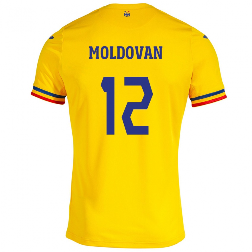 Férfi Románia Horaţiu Moldovan #12 Sárga Hazai Jersey 24-26 Mez Póló Ing