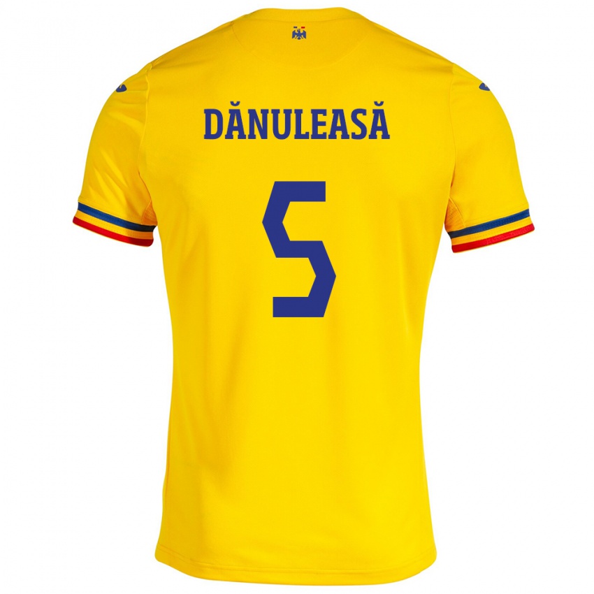 Férfi Románia Gabriel Dănuleasă #5 Sárga Hazai Jersey 24-26 Mez Póló Ing