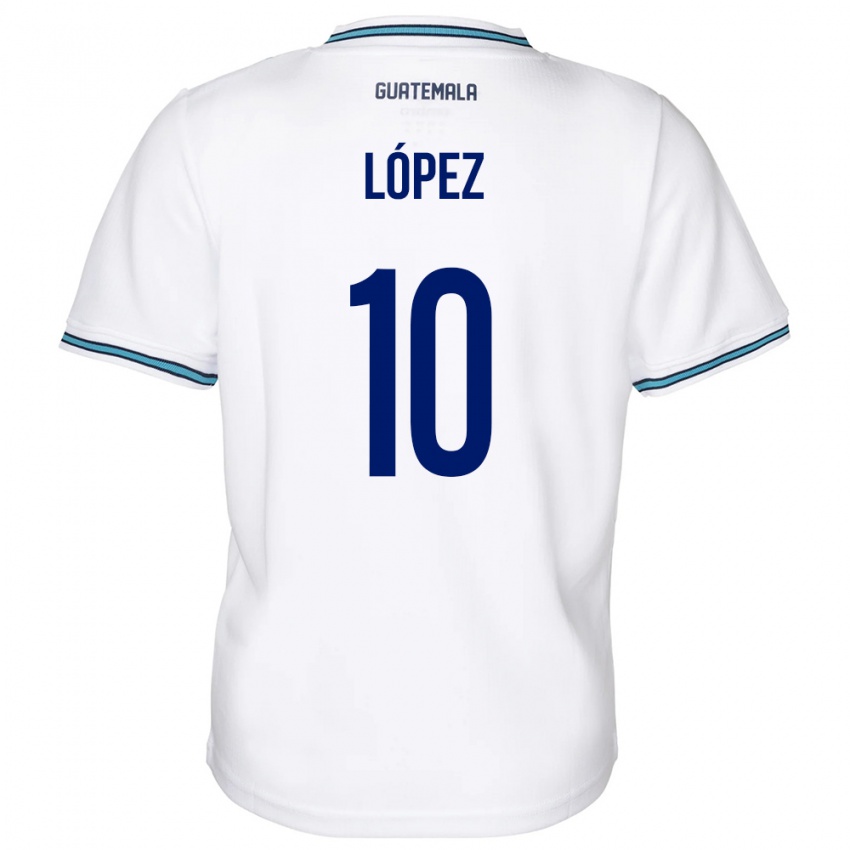 Férfi Guatemala Antonio López #10 Fehér Hazai Jersey 24-26 Mez Póló Ing