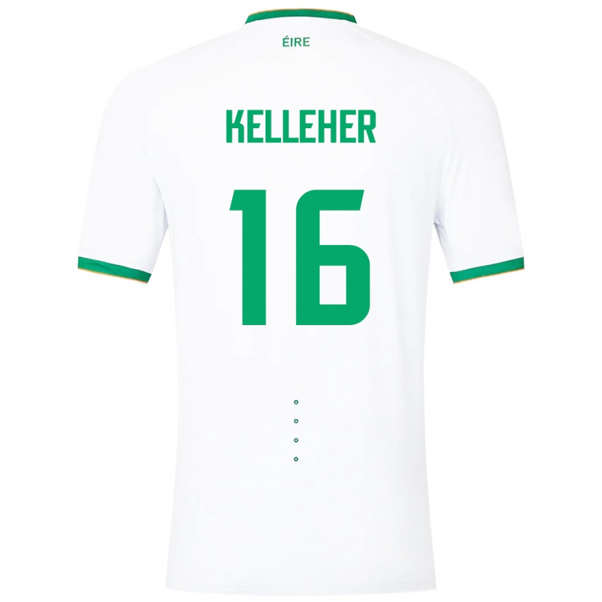 Férfi Ír-Sziget Caoimhín Kelleher #16 Fehér Idegenbeli Jersey 24-26 Mez Póló Ing