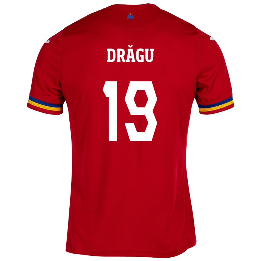 Férfi Románia Denis Drăguş #19 Piros Idegenbeli Jersey 24-26 Mez Póló Ing