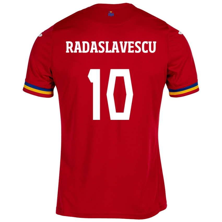 Férfi Románia Eduard Radaslavescu #10 Piros Idegenbeli Jersey 24-26 Mez Póló Ing