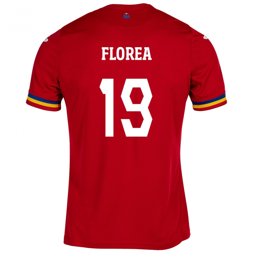 Férfi Románia Răzvan Florea #19 Piros Idegenbeli Jersey 24-26 Mez Póló Ing