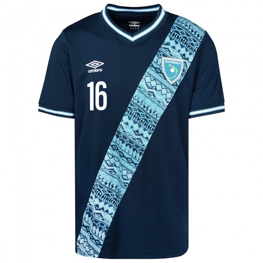 Férfi Guatemala Elvi Elington #16 Kék Idegenbeli Jersey 24-26 Mez Póló Ing