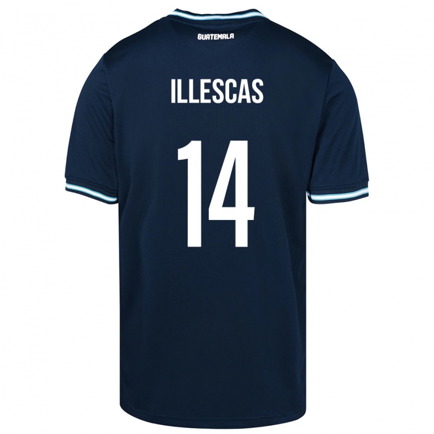 Férfi Guatemala Kevin Illescas #14 Kék Idegenbeli Jersey 24-26 Mez Póló Ing