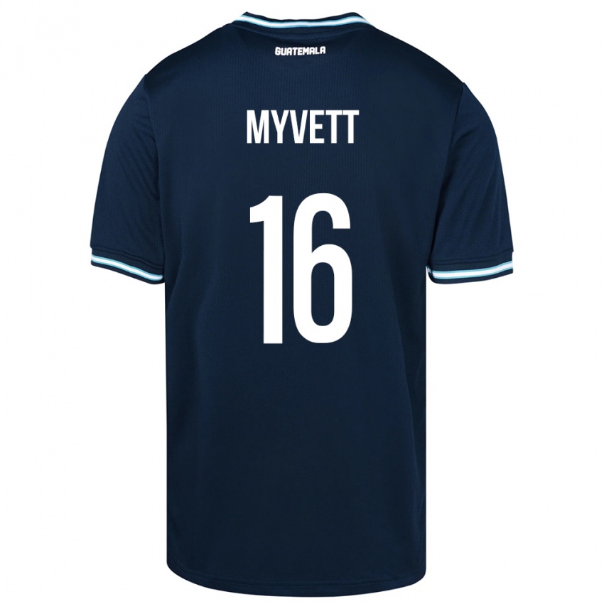 Férfi Guatemala Jemery Myvett #16 Kék Idegenbeli Jersey 24-26 Mez Póló Ing