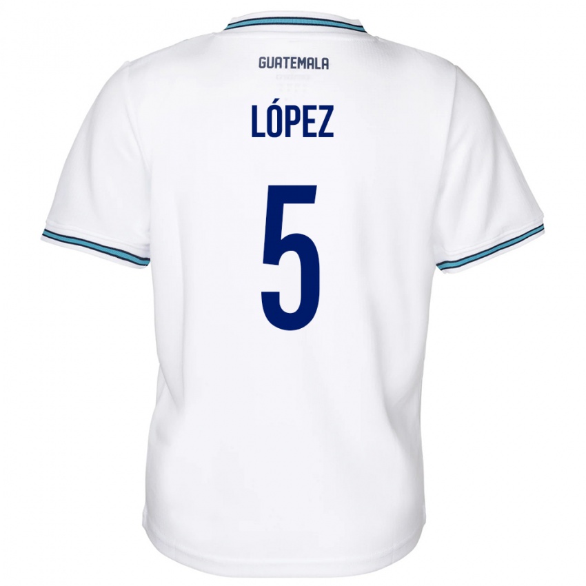 Női Guatemala Jeffery López #5 Fehér Hazai Jersey 24-26 Mez Póló Ing