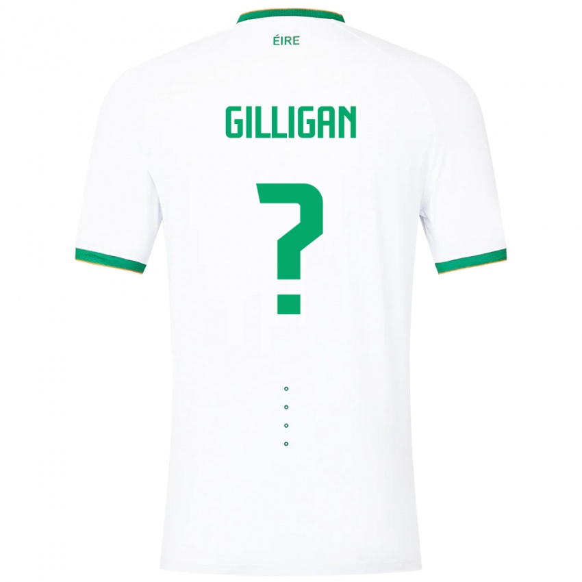 Női Ír-Sziget Ciaran Gilligan #0 Fehér Idegenbeli Jersey 24-26 Mez Póló Ing