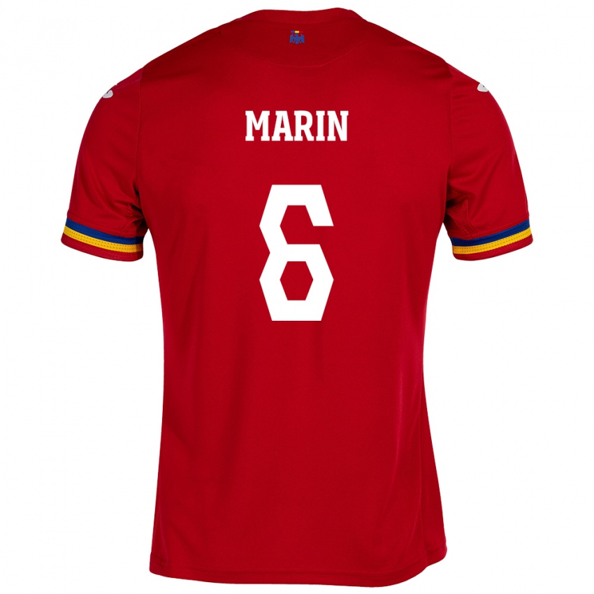 Női Románia Marius Marin #6 Piros Idegenbeli Jersey 24-26 Mez Póló Ing