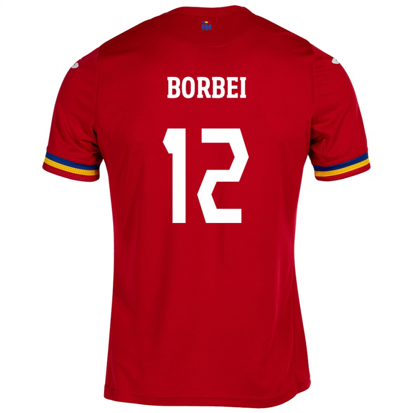 Női Románia Alexandru Borbei #12 Piros Idegenbeli Jersey 24-26 Mez Póló Ing