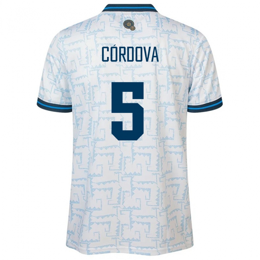 Női Salvador Edwin Córdova #5 Fehér Idegenbeli Jersey 24-26 Mez Póló Ing