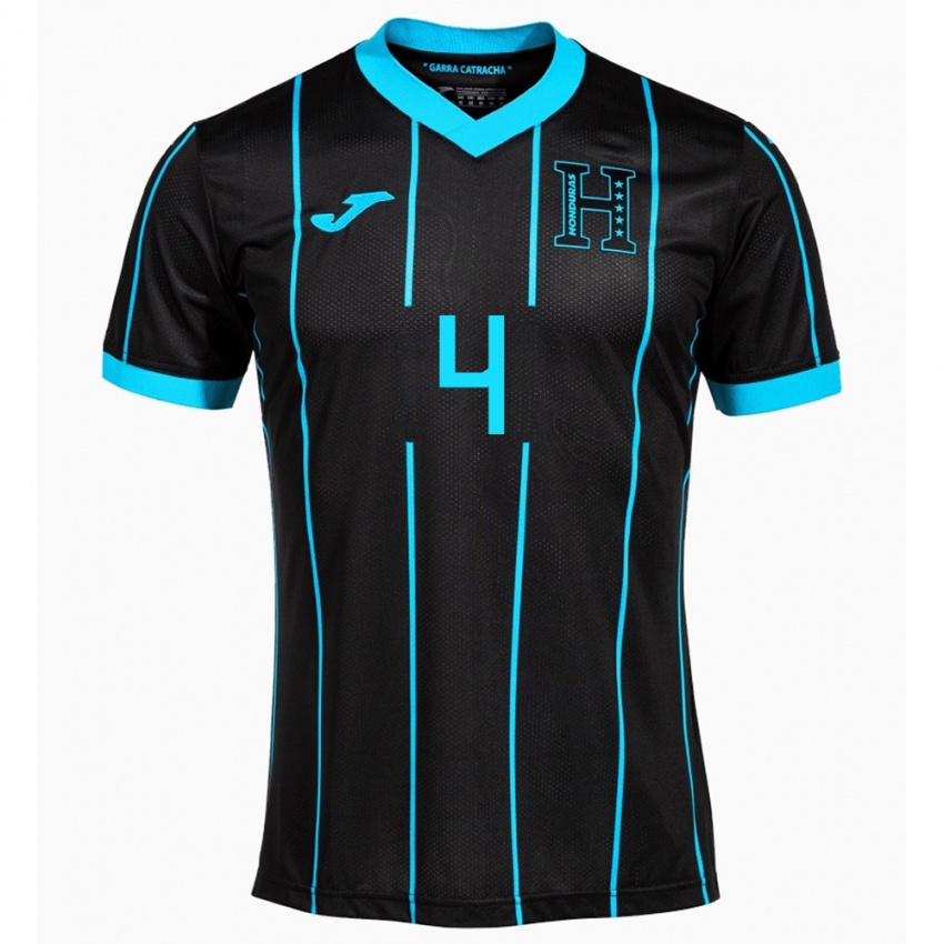 Női Honduras Brayan Vaquedano #4 Fekete Idegenbeli Jersey 24-26 Mez Póló Ing