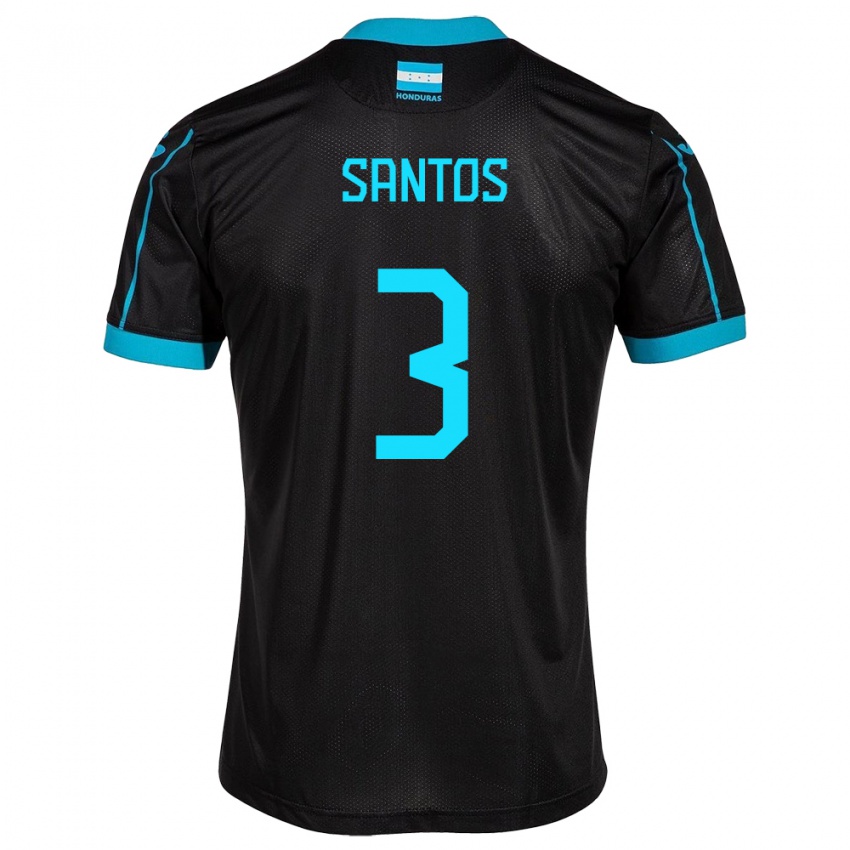 Női Honduras Marcelo Santos #3 Fekete Idegenbeli Jersey 24-26 Mez Póló Ing