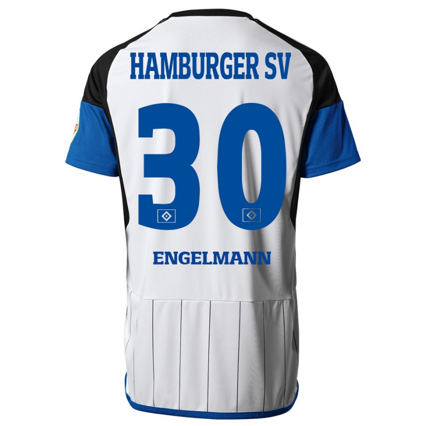 Gyermek Timon Engelmann #30 Fehér Hazai Jersey 2023/24 Mez Póló Ing