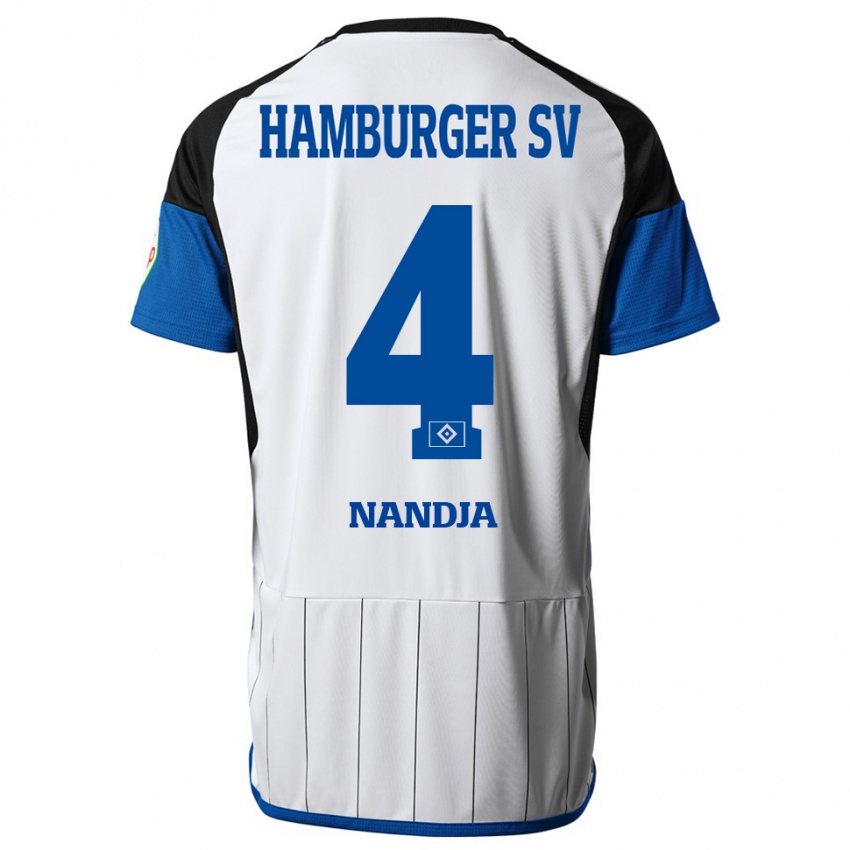 Gyermek Shafiq Nandja #4 Fehér Hazai Jersey 2023/24 Mez Póló Ing