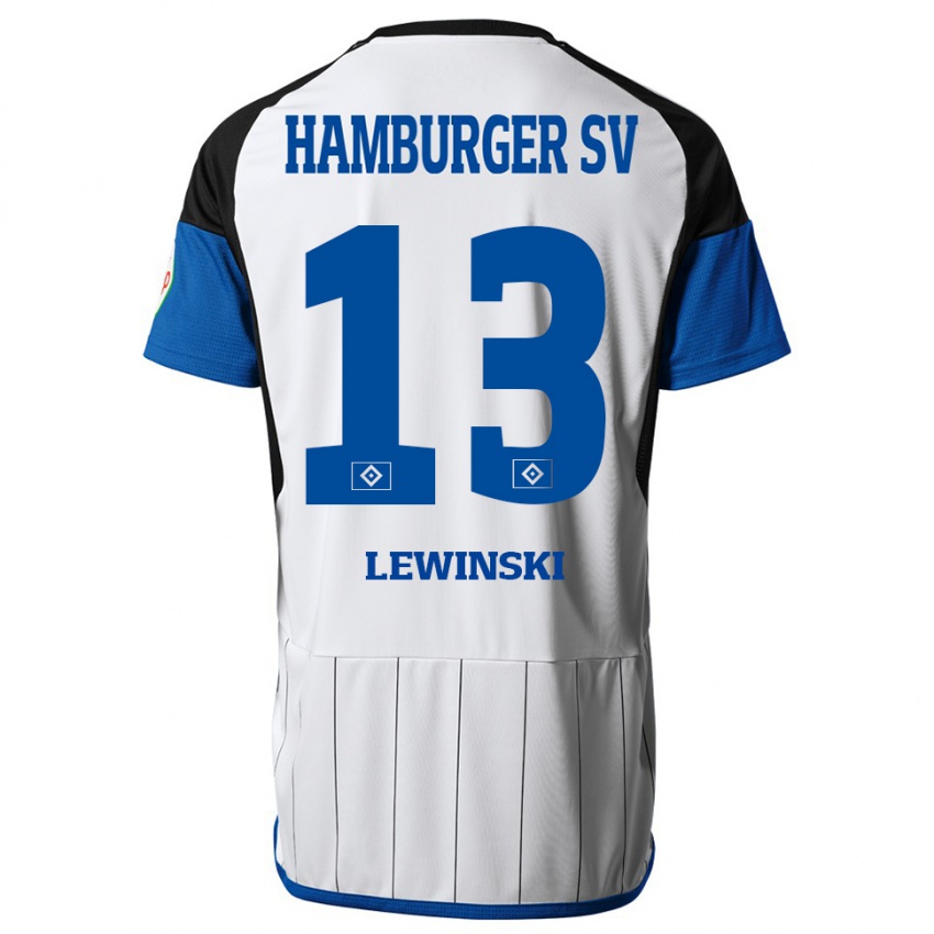 Gyermek Fyn-Luca Lewinski #13 Fehér Hazai Jersey 2023/24 Mez Póló Ing