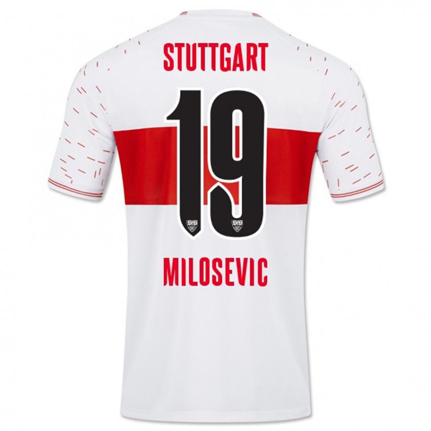 Gyermek Jovan Milosevic #19 Fehér Hazai Jersey 2023/24 Mez Póló Ing