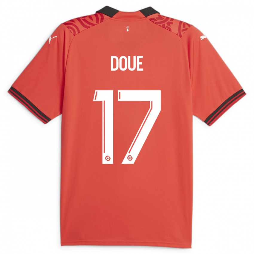 Gyermek Guéla Doué #17 Piros Hazai Jersey 2023/24 Mez Póló Ing