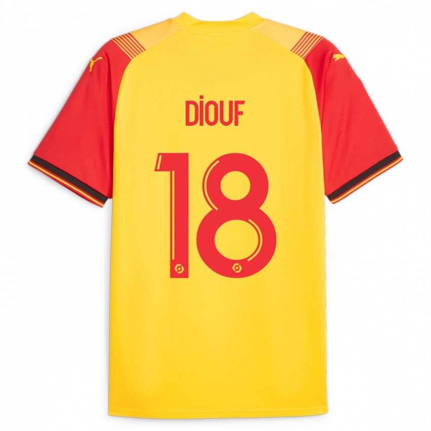 Gyermek Andy Diouf #18 Sárga Hazai Jersey 2023/24 Mez Póló Ing